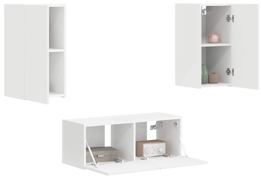 vidaXL Σετ επίπλου τηλεόρασης Επιτοίχιο 2 pcs Λευκό Επεξεργασμένο ξύλο