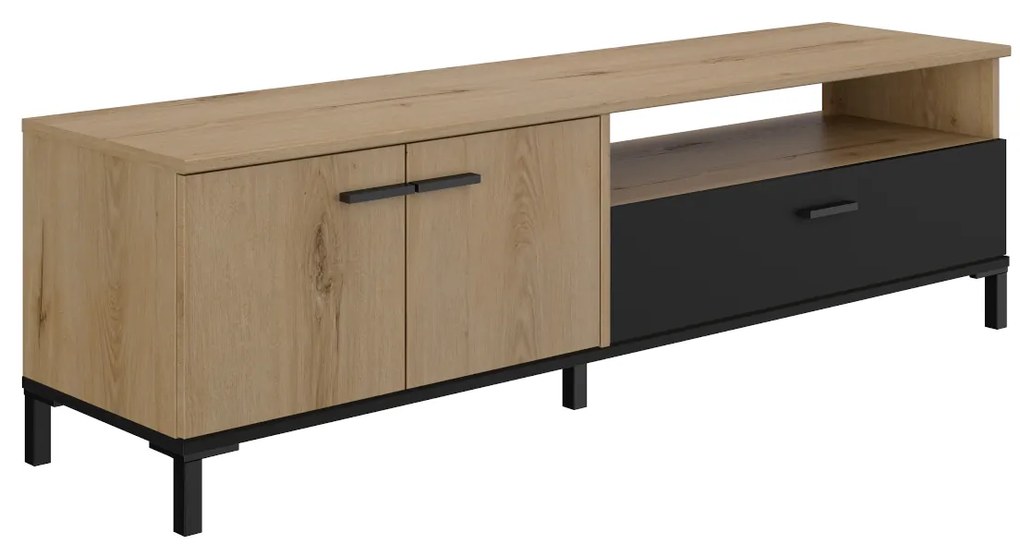 Insi Trust Έπιπλο Τηλεόρασης 160x40x47εκ. Helvezia Oak / Black  015.GM32