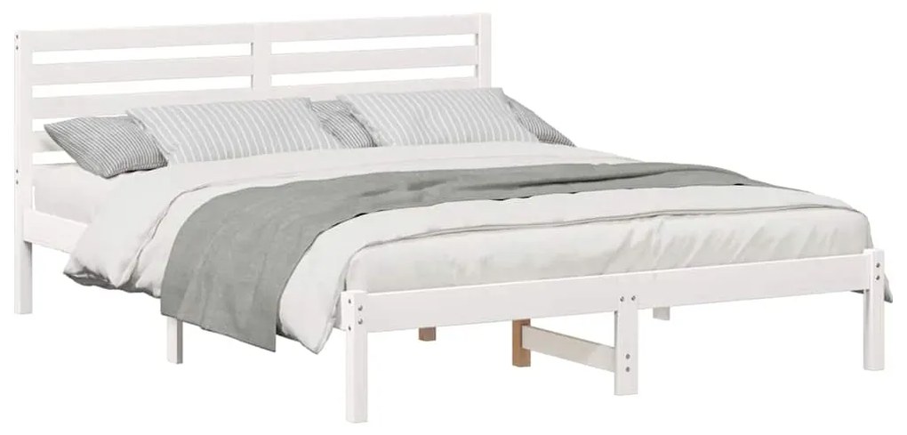 vidaXL Σκελετός Κρεβατιού Λευκό 160 x 200 cm Μασίφ ξύλο πεύκου