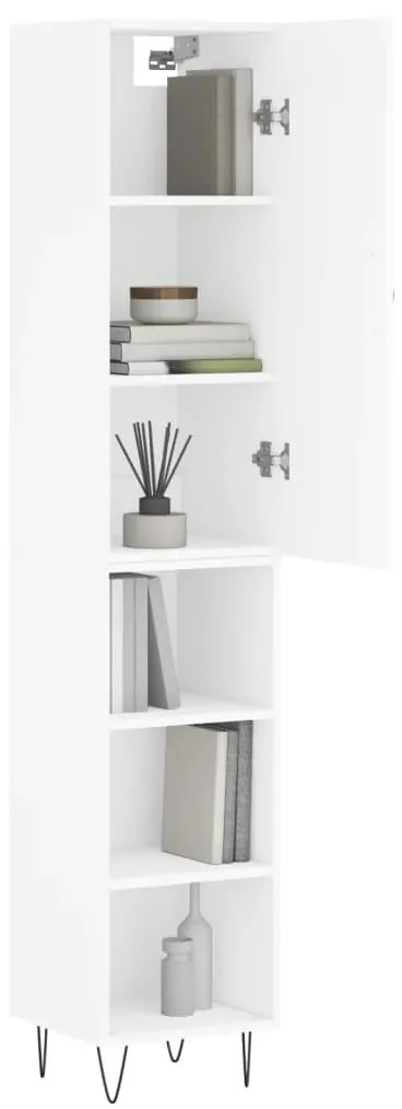 vidaXL Ντουλάπι Λευκό 34,5 x 34 x 180 εκ. από Επεξεργασμένο Ξύλο