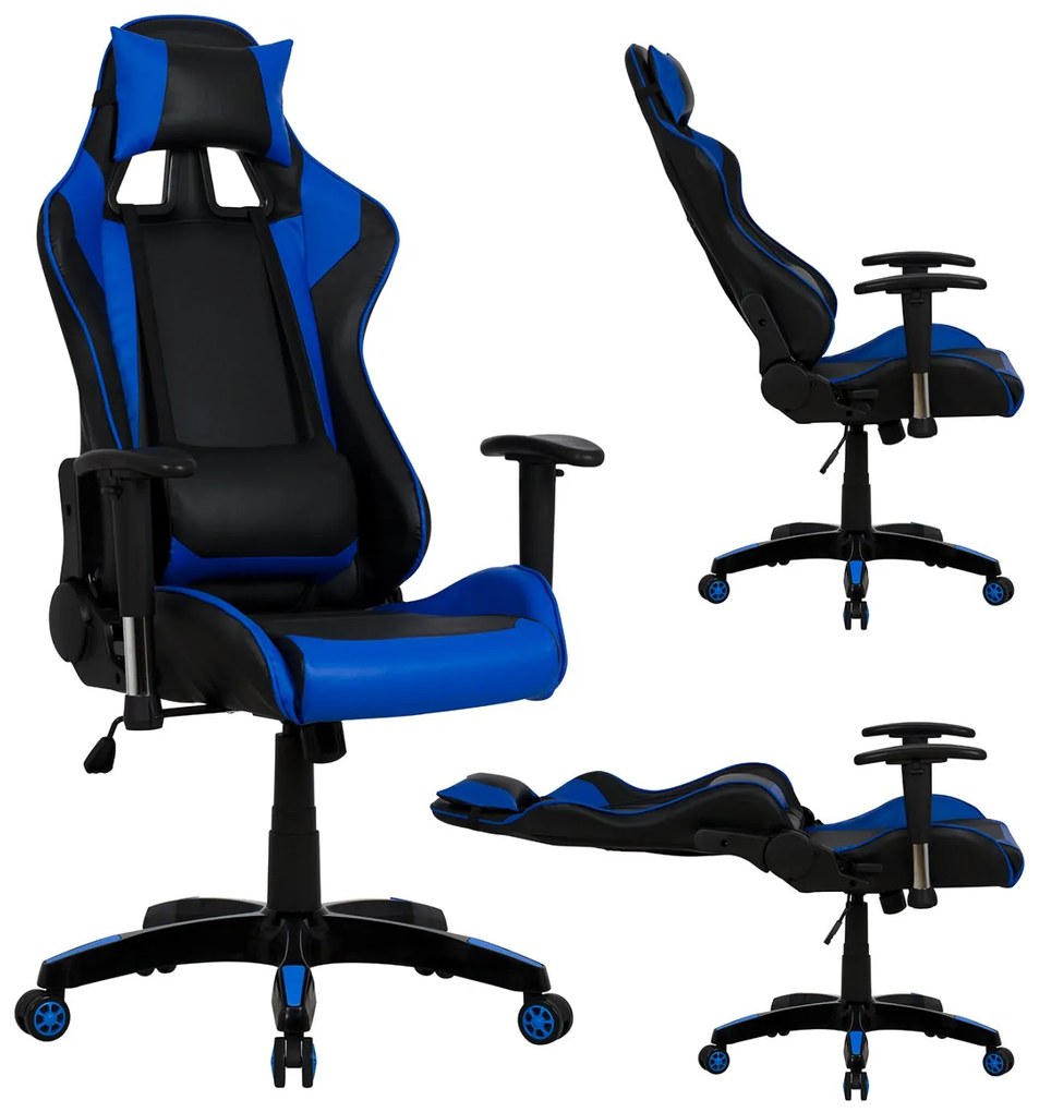 Πολυθρόνα Γραφείου Gaming Zayn Μαύρο-Μπλε Pu 67x70x134 Cm