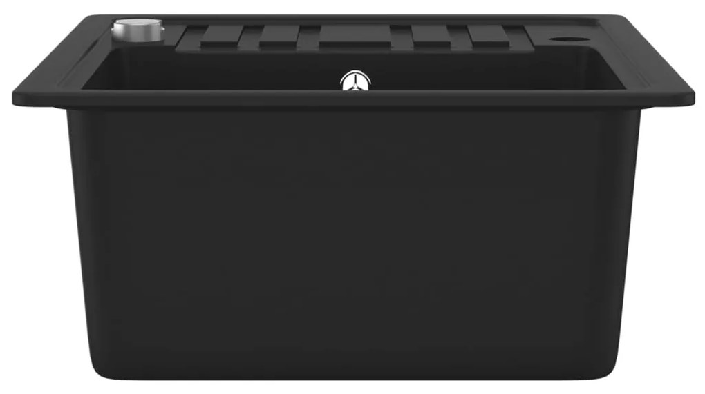 vidaXL Νεροχύτης με Μονή Γούρνα Μαύρος Γρανιτένιος