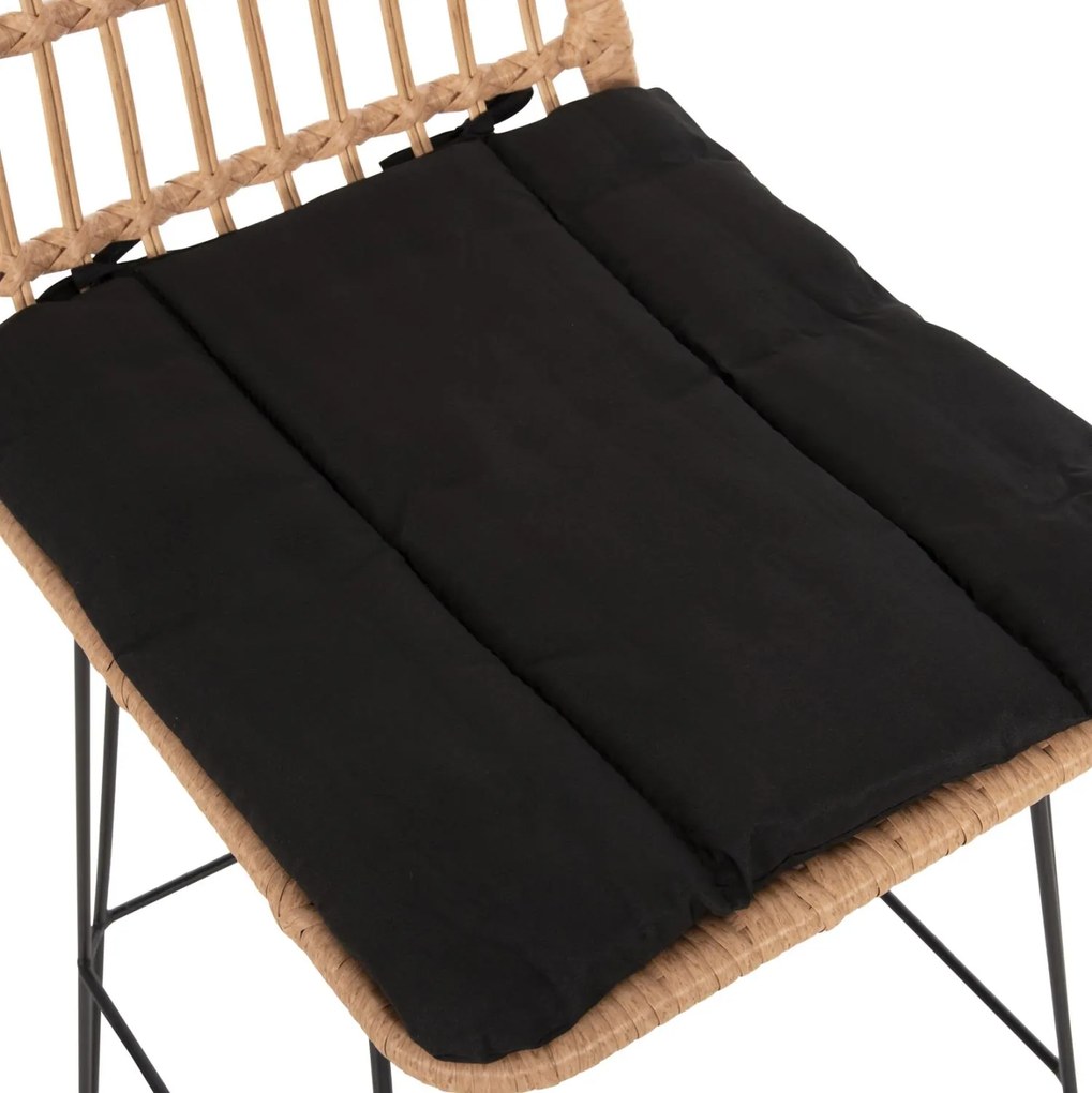 Σκαμπό Μπαρ ALLEGRA C5452.11 Μεταλλικό με Μπέζ Wicker &amp; Μαύρο Μαξιλάρι 52x51x103Y εκ 52x51x103 εκ.