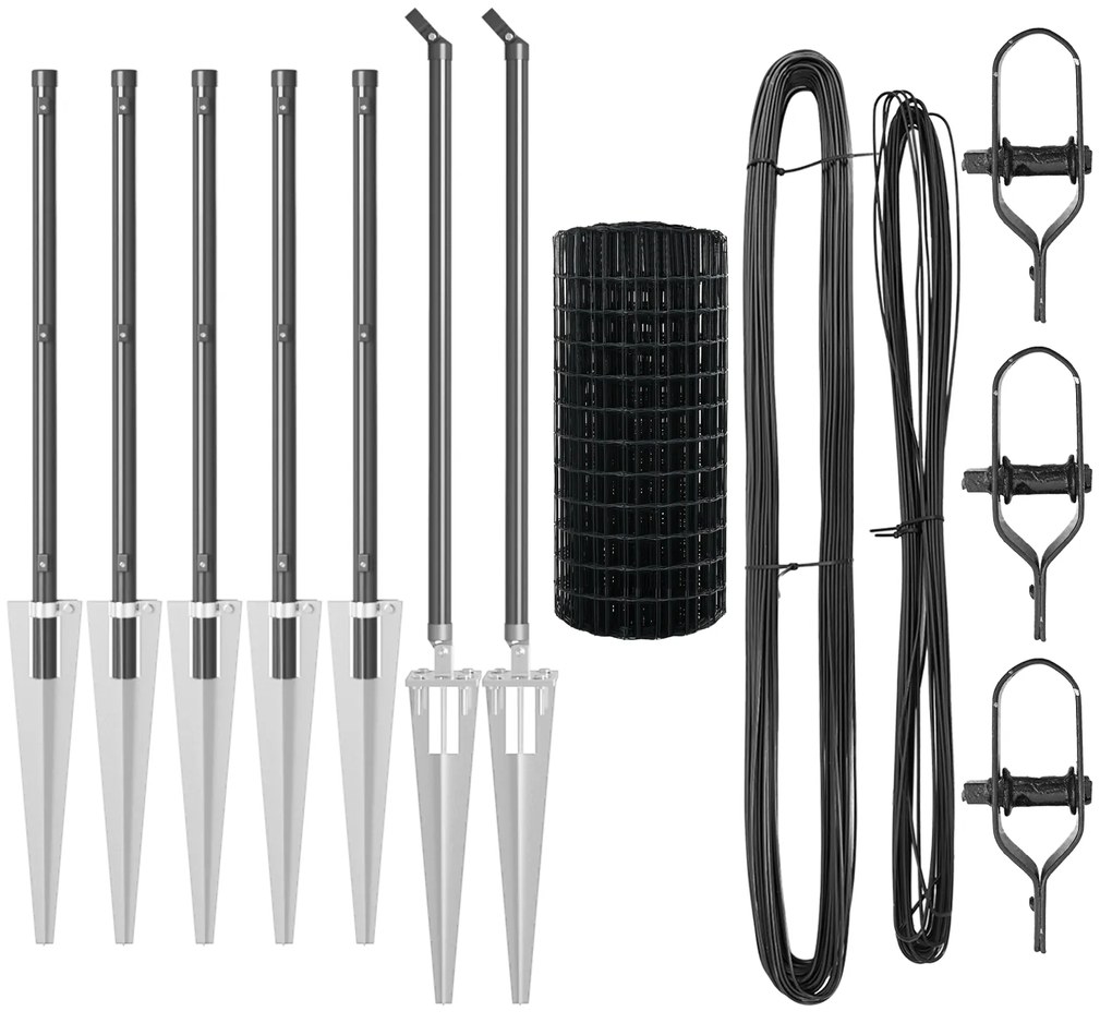 vidaXL Euro Fence με 7 Ήλους Στήριξης 0.8x10 μ Γαλβανισμένο Μέταλλο Γκρι