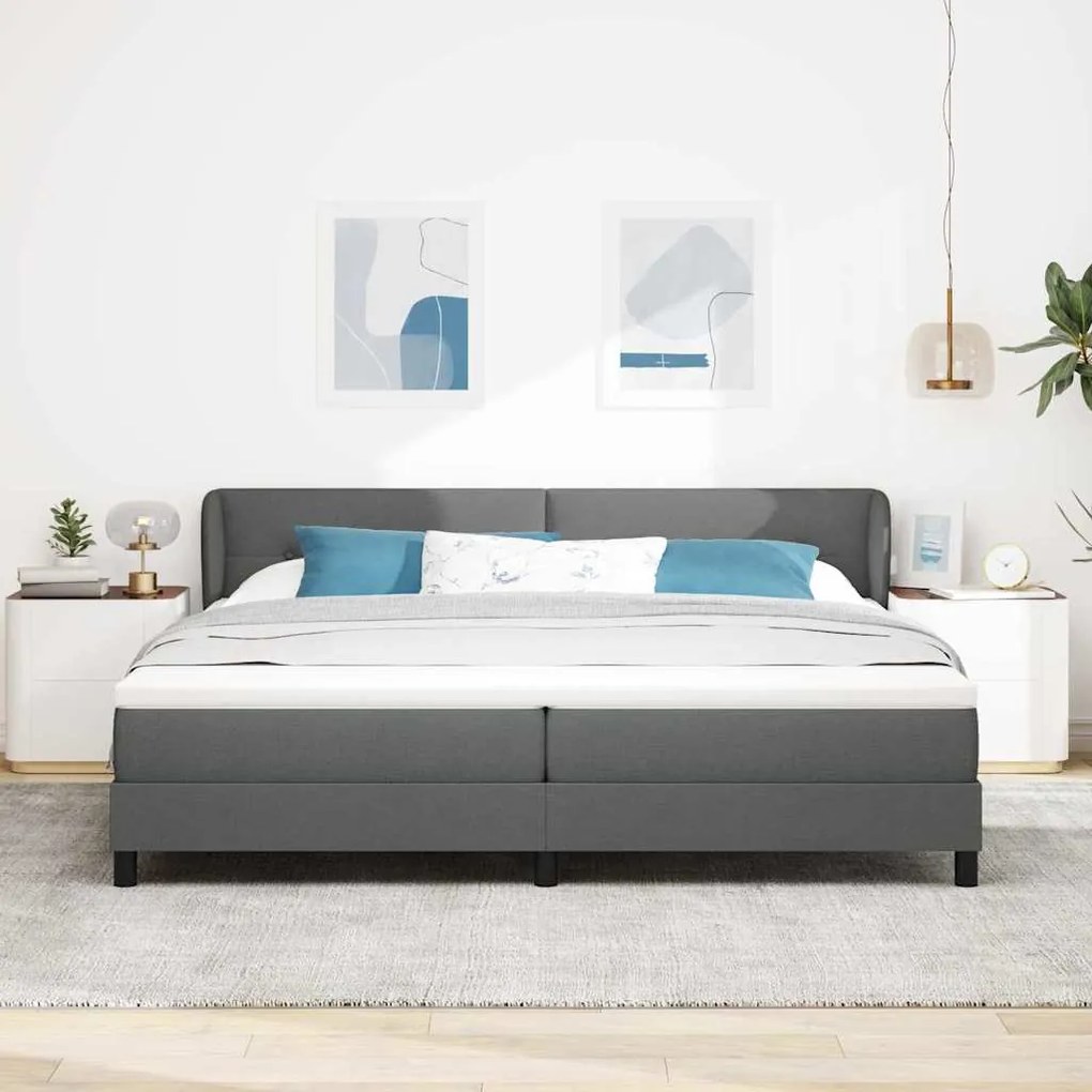 vidaXL Κρεβάτι box spring με στρώμα Σκούρο γκρι 200 x 200 cm ύφασμα