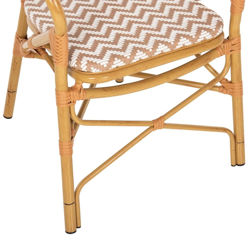 Καρέκλα - Πολυθρόνα C5928.03 Αλουμινίου Bamboo Look Φυσικό - Λευκό 55x58x95 εκ. 55x58x95 εκ.
