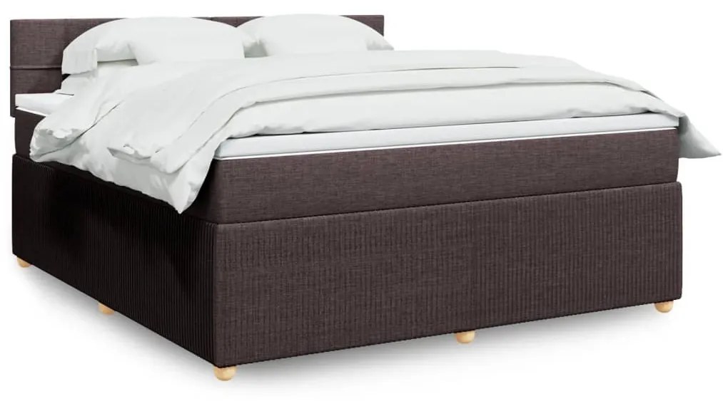 vidaXL Κρεβάτι Boxspring με Στρώμα Σκούρο Καφέ 180x200 εκ Υφασμάτινο