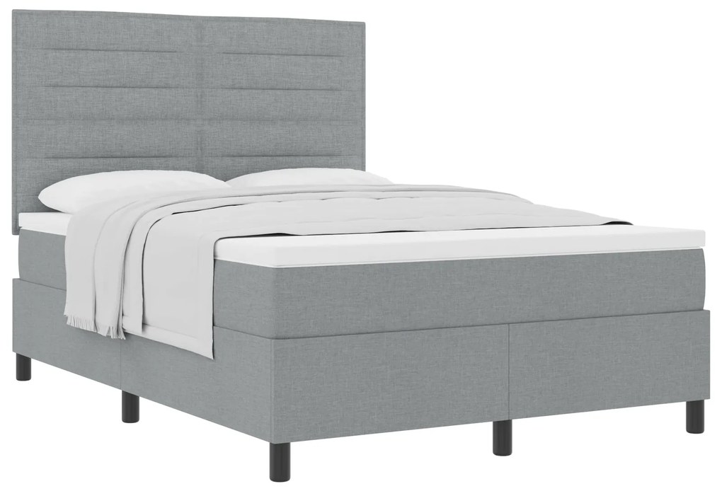 vidaXL Κρεβάτι Box Spring με Στρώμα Ανοιχτό Γκρι 160x200 cm Υφάσματος