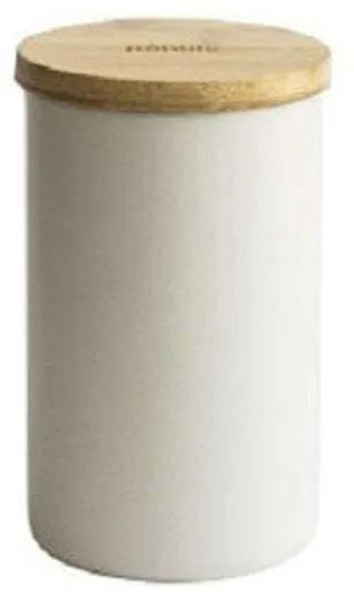 Δοχείο Αποθήκευσης NBA188 8x13cm 650ml White-Natural Pebbly Μέταλλο,Bamboo