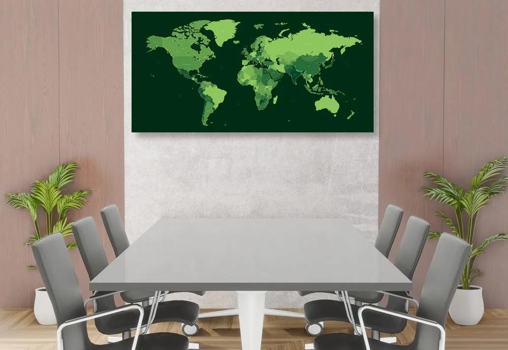 Εικόνα σε φελλό λεπτομερής παγκόσμιος χάρτης σε πράσινο χρώμα - 100x50  wooden