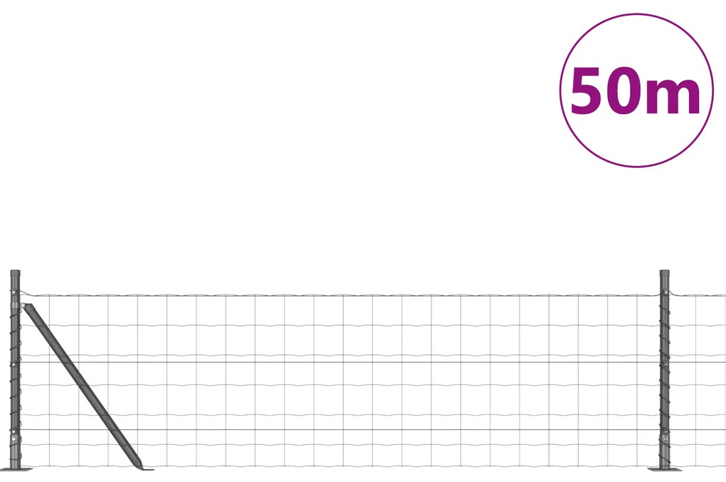 vidaXL Euro Fence με 13 Σταυρωμένες Κολώνες 0.4x50 m Γαλβανισμένος Χάλυβας