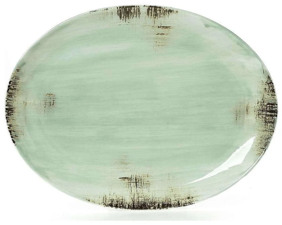 Πιατέλα Σερβιρίσματος Οβάλ Country 37.120.06 38cm Green Cryspo Trio Porcelain