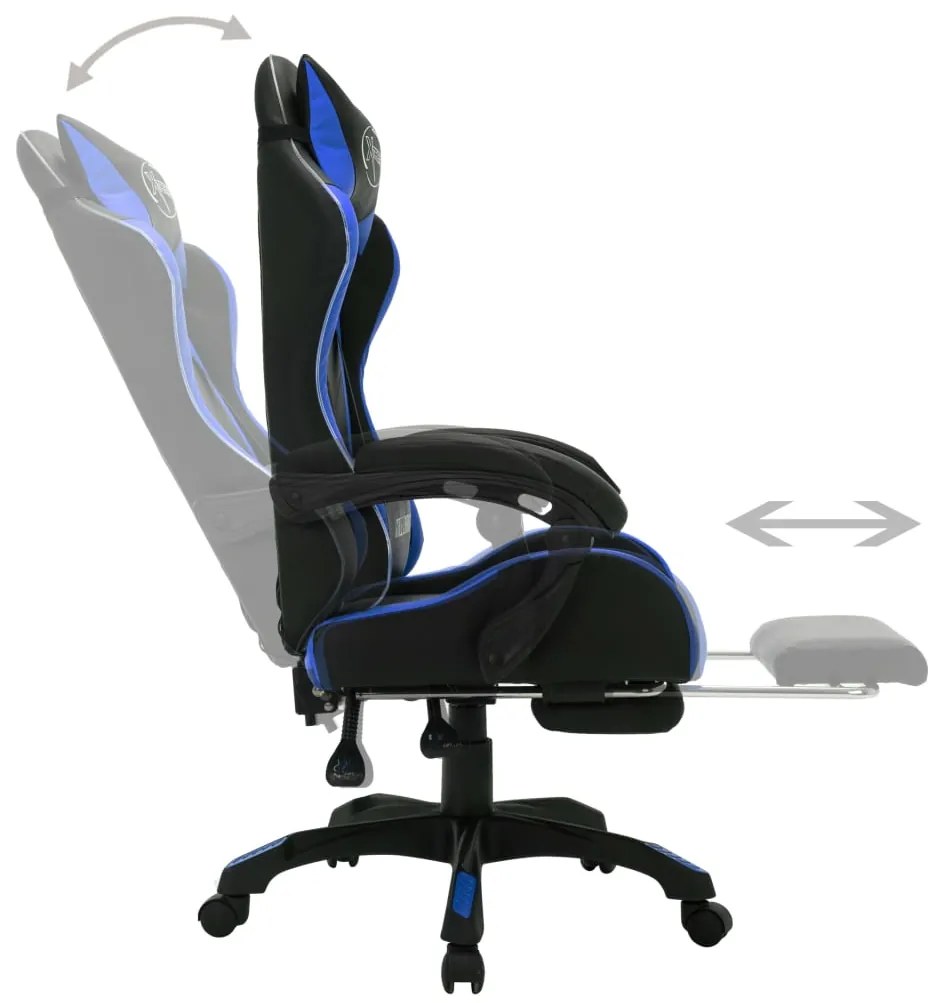 vidaXL Καρέκλα Racing με Φωτισμό RGB LED Μπλε/Μαύρο Συνθετικό Δέρμα