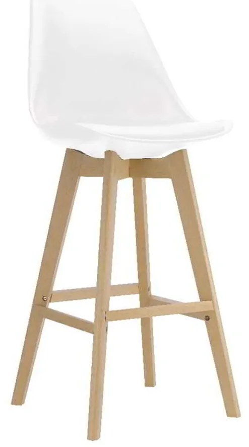 σκαμπώ BAR MARTIN (καθ.67cm) Ξύλο/PP Άσπρο/Μοντ.ταπετσαρία (Σετ 4 ΤΕΜ)