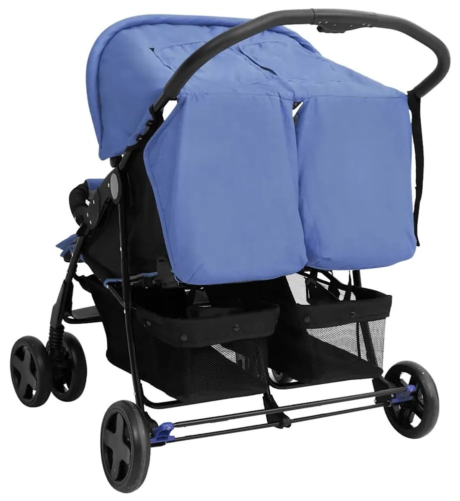 vidaXL Καρότσι Διδύμων Ναυτικό Μπλε Ατσάλινο