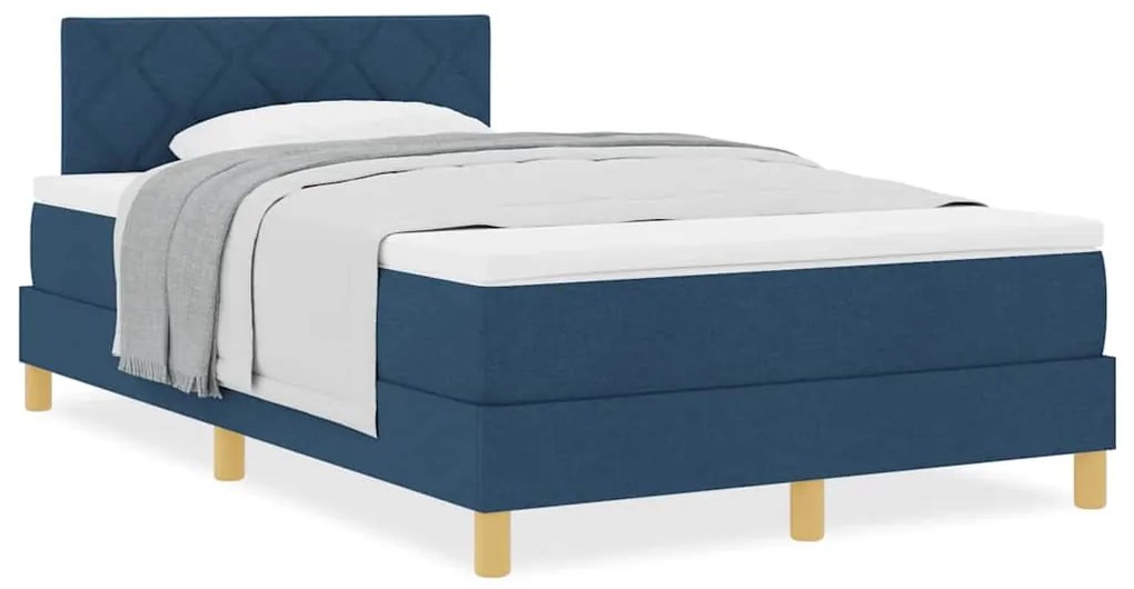 vidaXL Κρεβάτι box spring με στρώμα με στρώμα Μπλε 120 x 200 cm ύφασμα