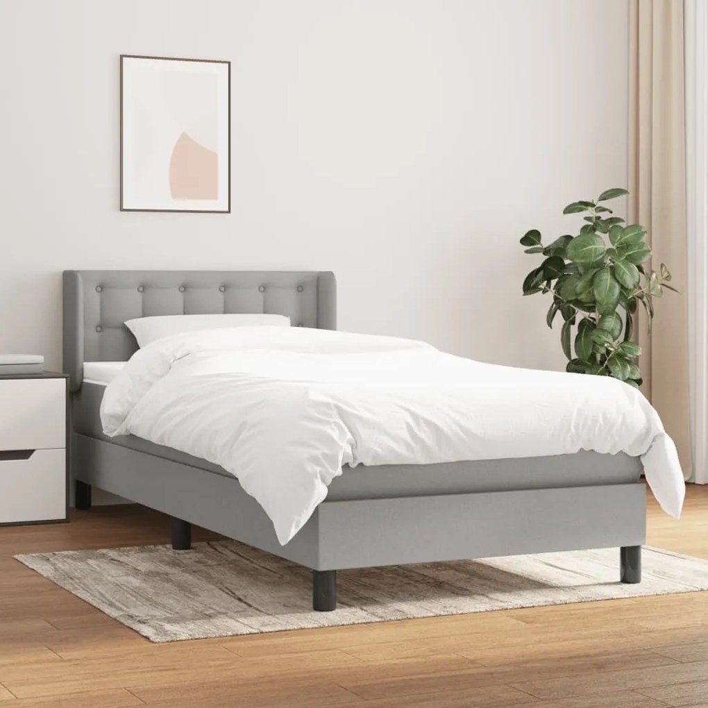 ΚΡΕΒΑΤΙ BOXSPRING ΜΕ ΣΤΡΩΜΑ ΑΝΟΙΧΤΟ ΓΚΡΙ 90X200 ΕΚ. ΥΦΑΣΜΑΤΙΝΟ 3130001