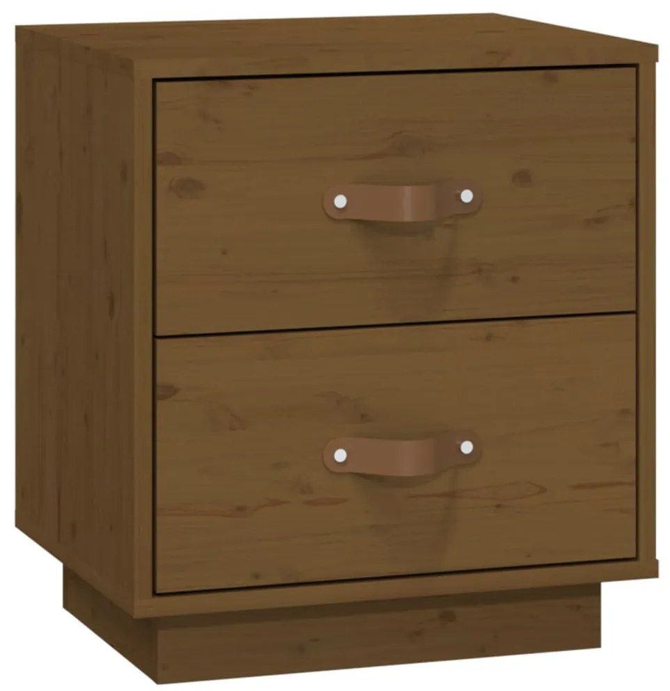 vidaXL Κομοδίνα 2 τεμ. Καφέ Μελί 40x34x45 εκ. από Μασίφ Ξύλο Πεύκου