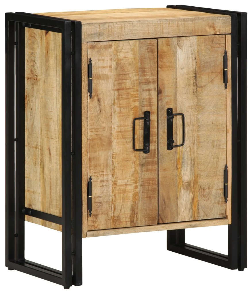 vidaXL Ντουλάπα Παπουτσιών Μαύρη 30x30x40 εκ. Μασίφ Ξύλο Μάνγκο και Σίδερο