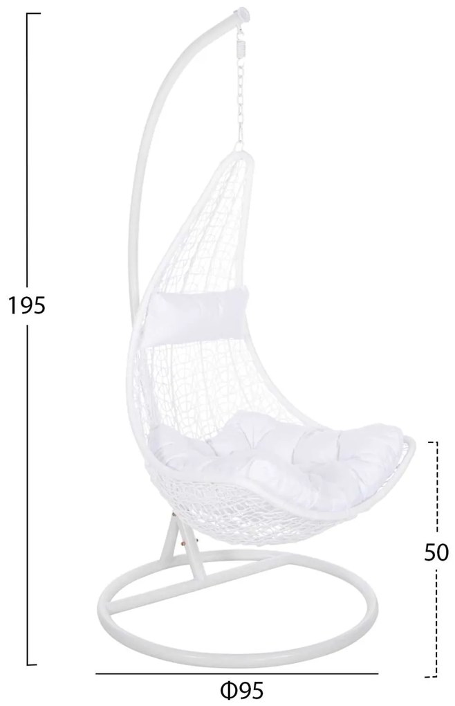 ΚΡΕΜΑΣΤΗ ΠΟΛΥΘΡΟΝΑ ΦΩΛΙΑ MILLIE HM5996.03 ΜΕΤΑΛΛΟ-ΣΥΝΘ.RATTAN ΛΕΥΚΟ Φ95x195Υεκ.