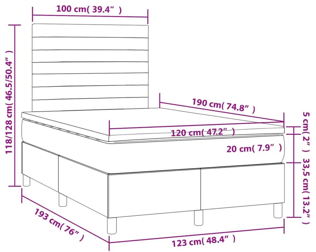 Κρεβάτι Boxspring με Στρώμα Σκούρο Πράσινο 120x190εκ. Βελούδινο - Πράσινο