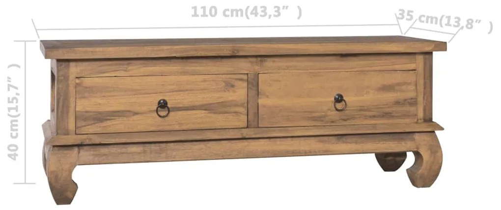 Έπιπλο Τηλεόρασης 110x35x40 εκ. από Μασίφ Ξύλο Teak - Καφέ