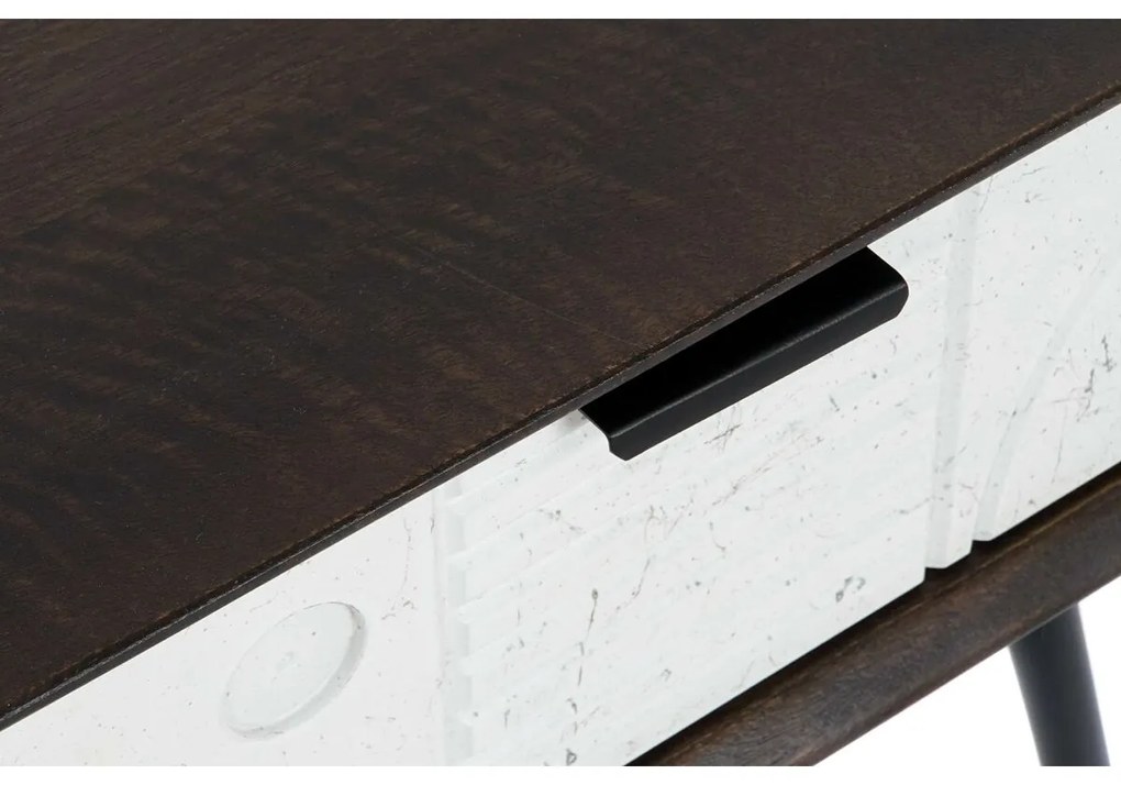 Κομοδίνο DKD Home Decor 45 x 38 x 50 cm Μαύρο Μέταλλο Λευκό Ξύλο από Μάνγκο Wengue