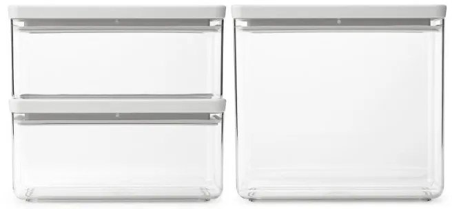 Κουτιά αποθήκευσης Brabantia Tasty+ Stackable 1008882, 1.5l/3.5l, BPA-free, Στεγανό κλείσιμο, Ανοιχτό γκρι