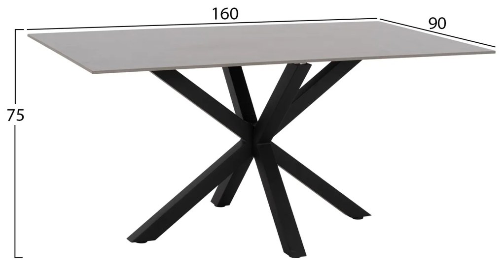 ΤΡΑΠΕΖΙ ΤΡΑΠΕΖΑΡΙΑΣ SYNTEC SINTERED STONE ΓΚΡΙ ΜΕΤΑΛΛΙΚΑ ΠΟΔΙΑ 160x90x75Υεκ.