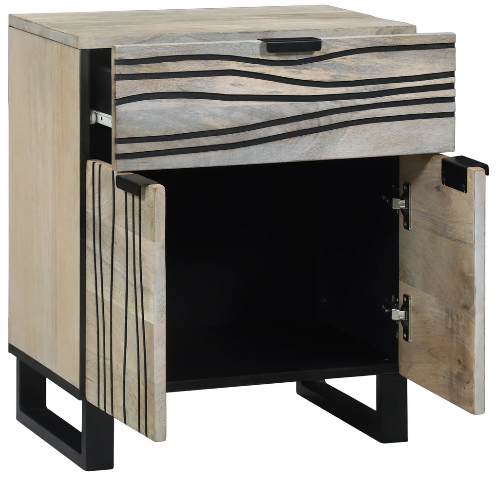 vidaXL Κομοδίνα με συρτάρι Λευκό και Μαύρο 50 x 33 x 60 εκ