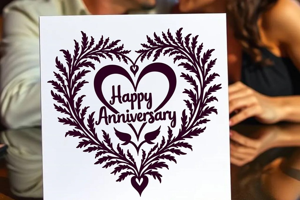 Σετ των 2 Intra απο ξύλο plywood 3mm-4mm πάχος - Cricut Happy Anniversary Card  Δίασταση 20x20 cm INTRAFABR-119775978