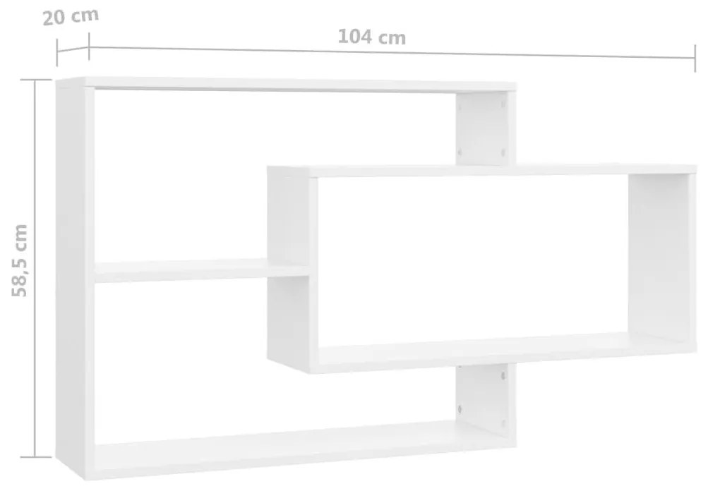 Ραφιέρα Τοίχου Λευκή 104 x 20 x 58,5 εκ. από Επεξεργασμένο Ξύλο - Λευκό