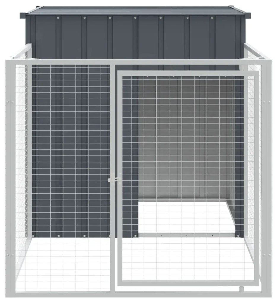 vidaXL Σπιτάκι Σκύλου με Αυλή Ανθρακί 110x201x110 εκ. Γαλβαν. Χάλυβας