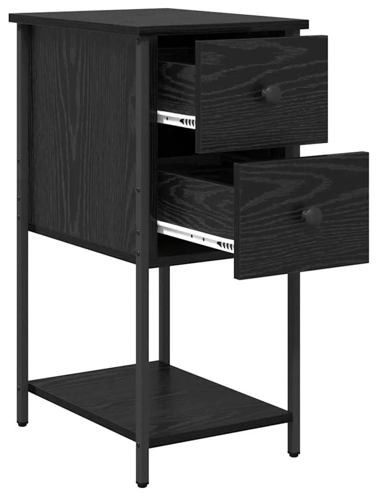 vidaXL Κομοδίνο Μαύρη δρυς 32 x 42 x 70 εκ Επεξεργασμένο ξύλο