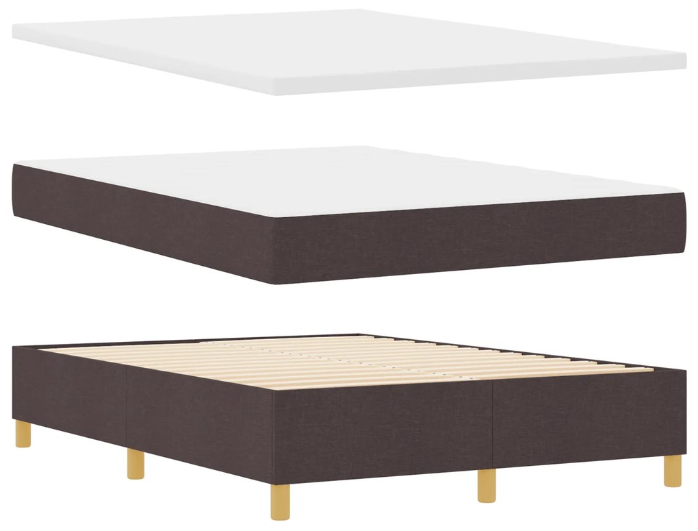 vidaXL κρεβάτι Box Spring με στρώμα & πάγκο Καφέ 160x200 εκ. Υφασμάτινο