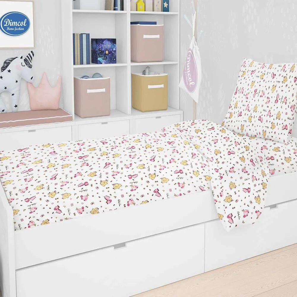Σεντόνι Παιδικό Σετ 2Τμχ Elephant 172 Pink DimCol Μονό 160x240cm 100% Cotton