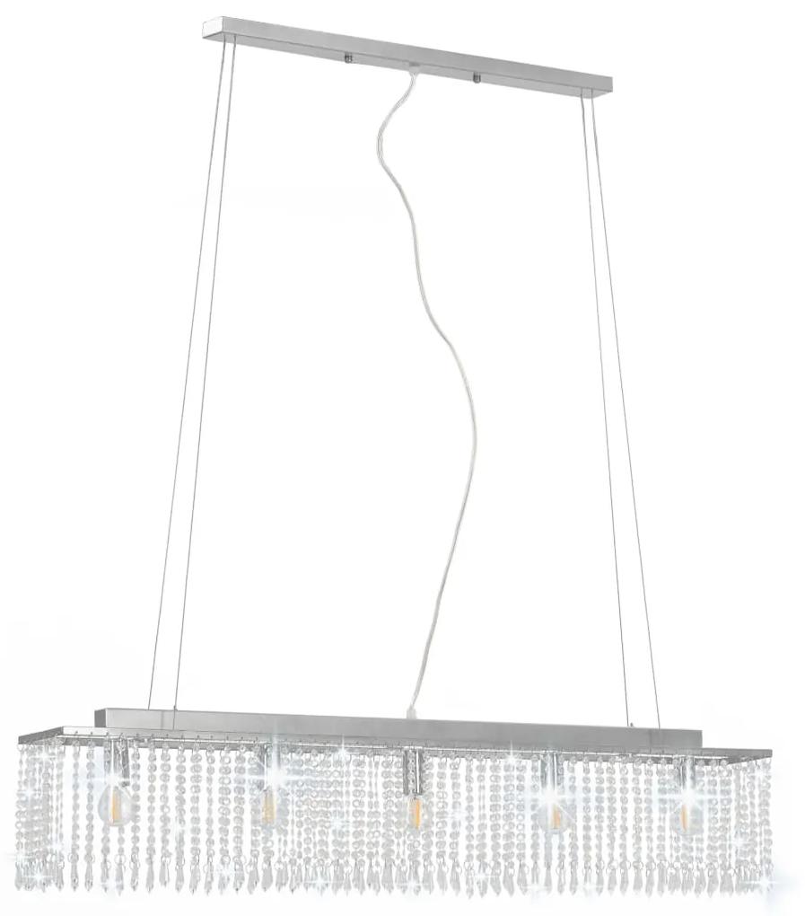 vidaXL Φωτιστικό Οροφής Ασημί με Κρυστάλλινες Χάντρες 104 εκ. Ε14