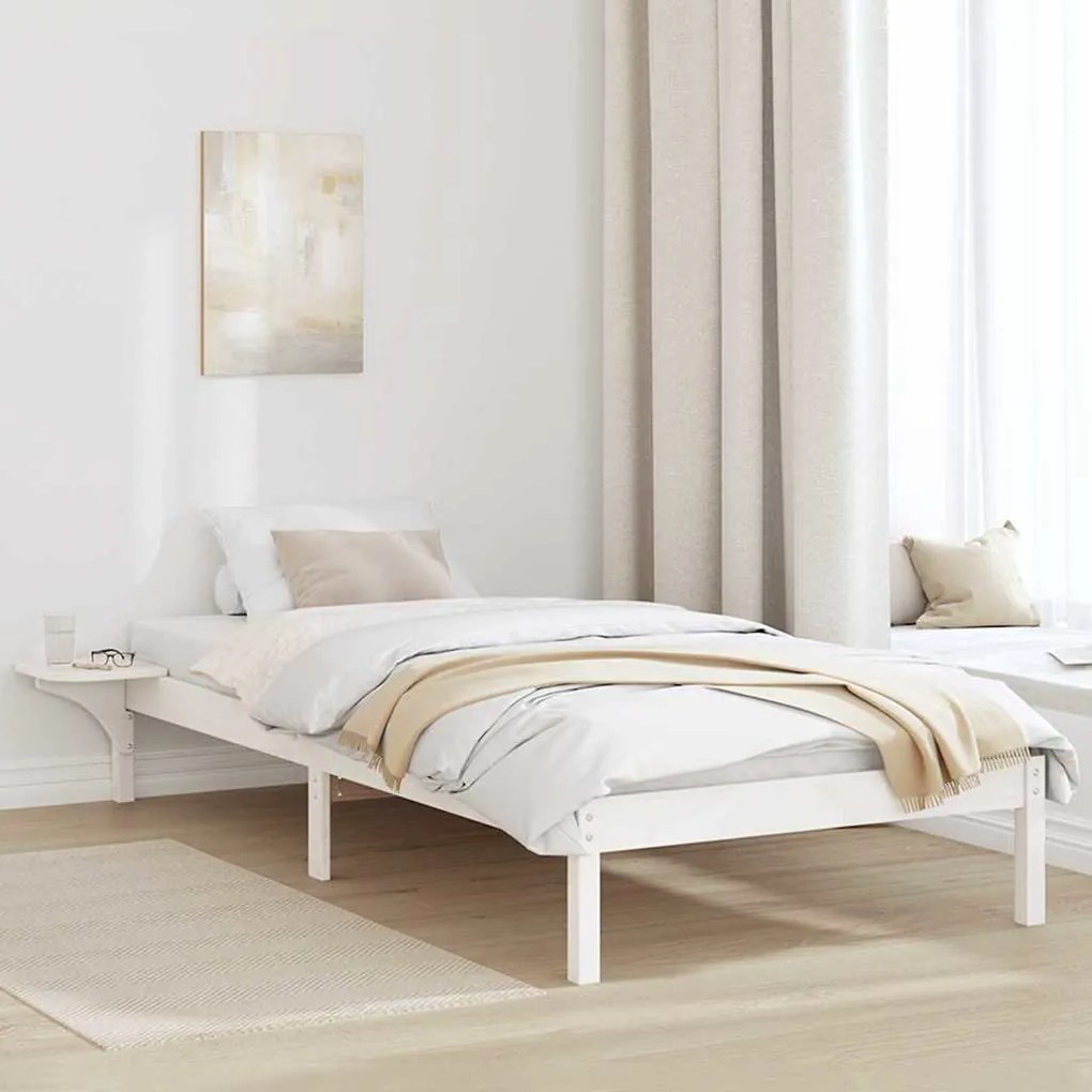 vidaXL Πλαίσιο κρεβατιού με κομοδίνα Λευκό 90 x 200 cm Λευκό