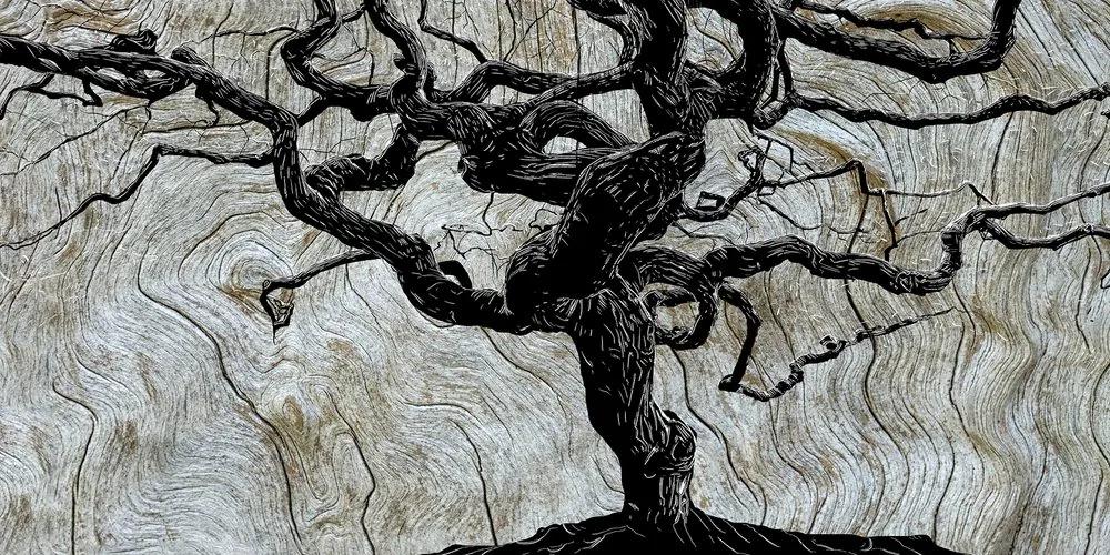 Αφηρημένη εικόνα, δέντρο σε ξύλο - 100x50