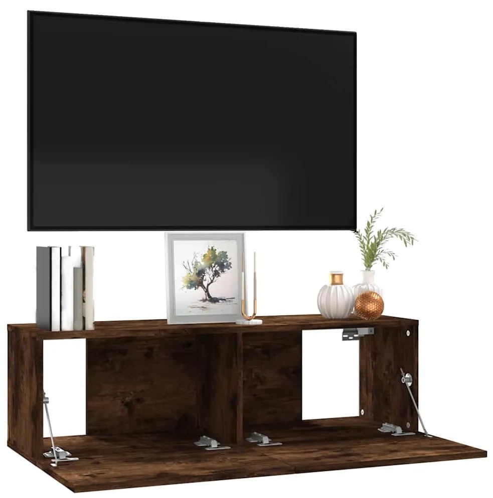 vidaXL Έπιπλο Τηλεόρασης Τοίχου Καπνιστή Δρυς 100x30x30 εκ. Επεξ. Ξύλο