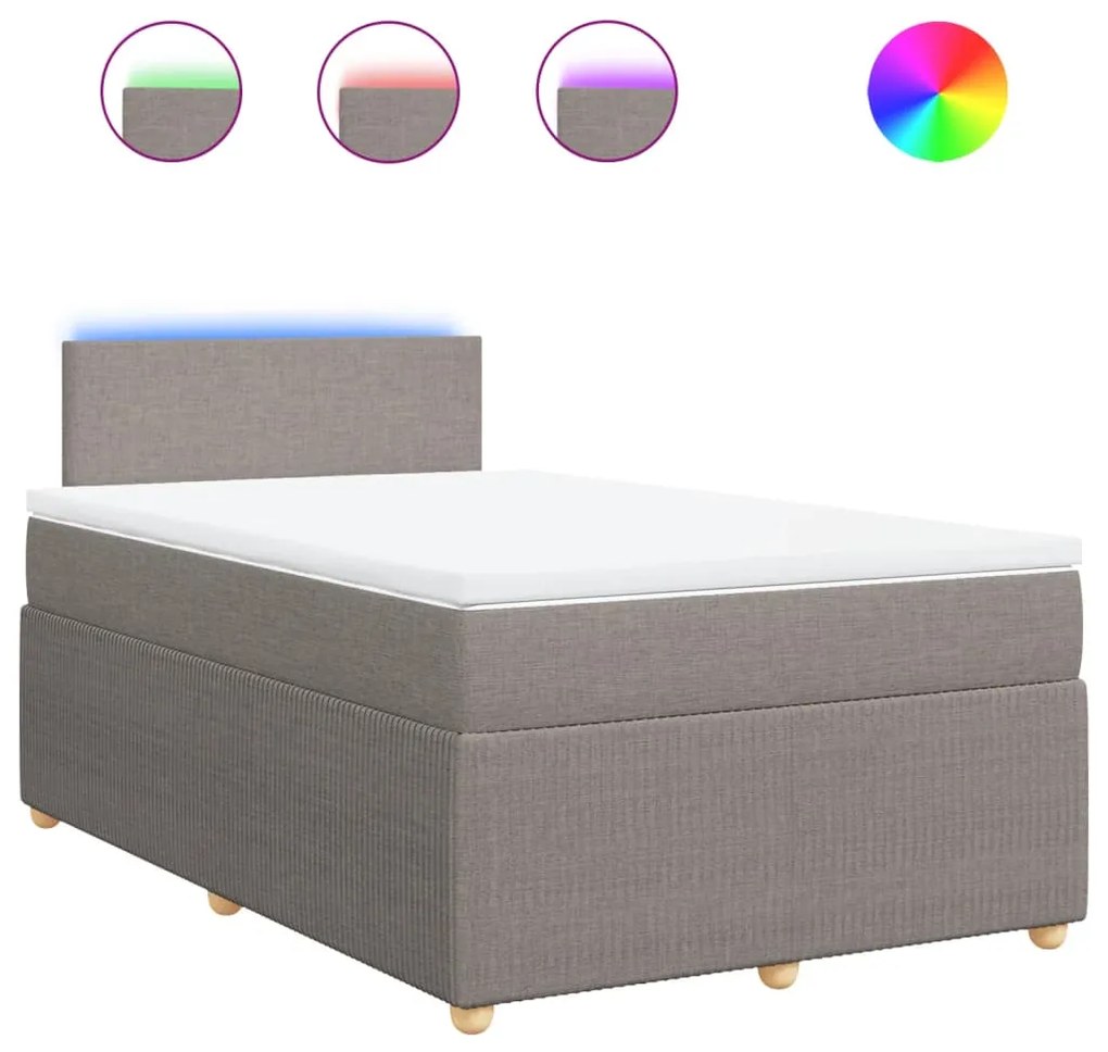 Κρεβάτι Boxspring με Στρώμα Taupe 120x200 εκ. Υφασμάτινο - Μπεζ-Γκρι