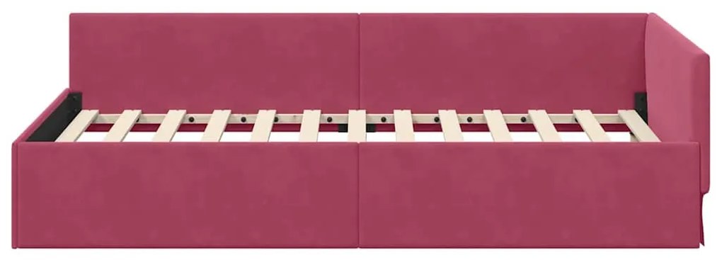 vidaXL Κρεβάτι Γωνίας με κεφαλάρι Κόκκινο 90 εκ x 190 εκ Βελούδο