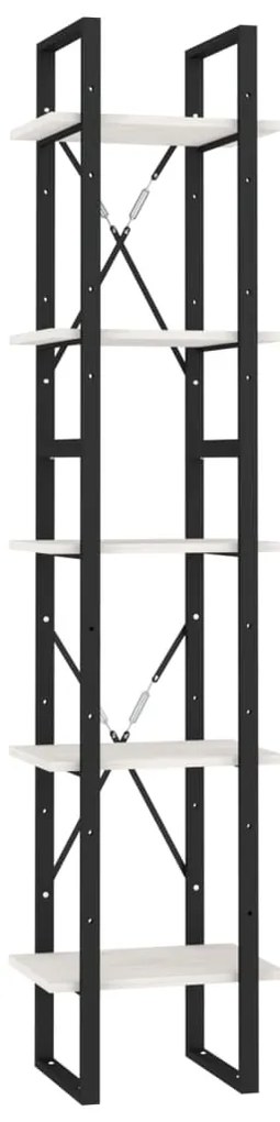 vidaXL Βιβλιοθήκη με 5 Ράφια Λευκή 40 x 30 x 175 εκ. από Ξύλο Πεύκου