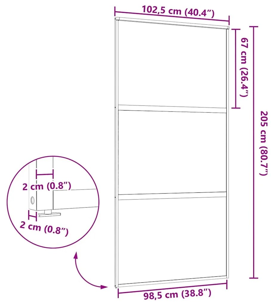 vidaXL Συρόμενη Πόρτα Μαύρο 102.5 x 205 cm Tempered γυαλί, Αλουμίνιο
