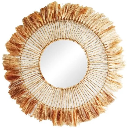 Καθρέπτης Namiere Inart abaca σε φυσικό Φ100x4εκ 339-000026 339-000026 Καφέ