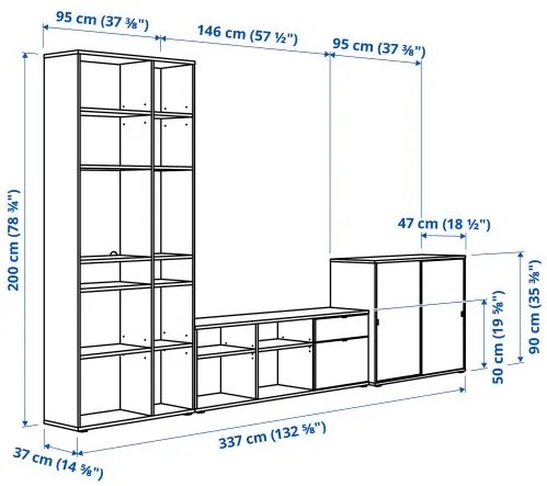 VIHALS συνδυασμός TV/αποθήκευσης, 337x47x200 cm 094.406.79