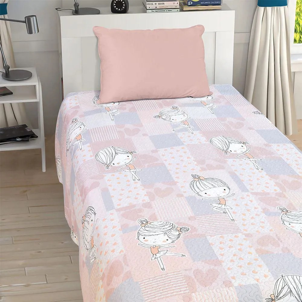 LINO ΚΟΥΒΕΡΛΙ GIRLY PINK-GREY  160X220