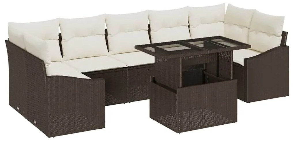 vidaXL Σετ Καναπέ Κήπου 8 pcs Καφέ και κρεμ 100 x 55 x 73 εκ