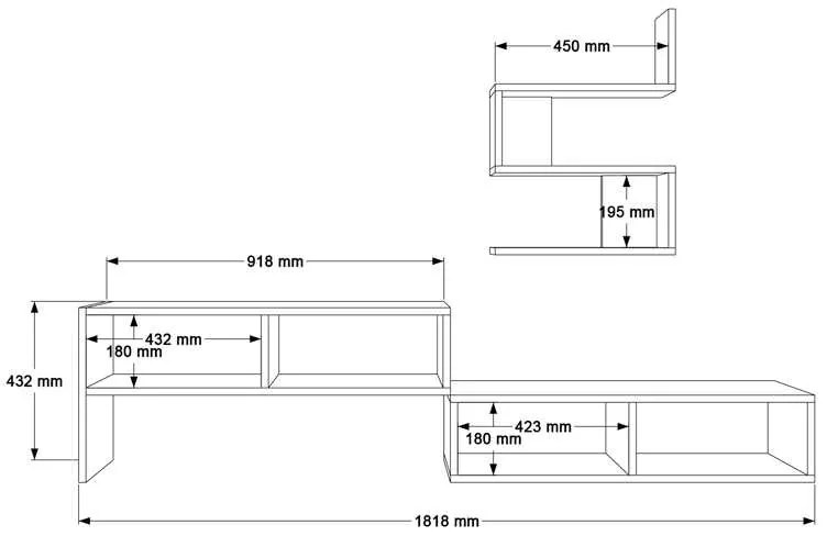 Σύνθετο σαλονιού Kakomo pakoworld σε λευκή απόχρωση 170x29.5x43εκ