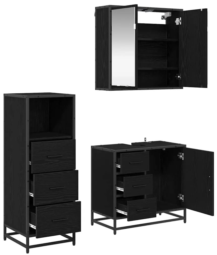 vidaXL Σετ Επίπλων Μπάνιου 3 pcs Μαύρη δρυς 35 x 37.5 x 100 εκ.